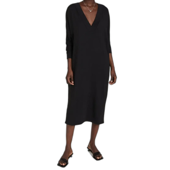 HATCH The Visitor Black French Terry Maternity/Postpartum LS V Neck Dress O/S - Picture 1 of 8